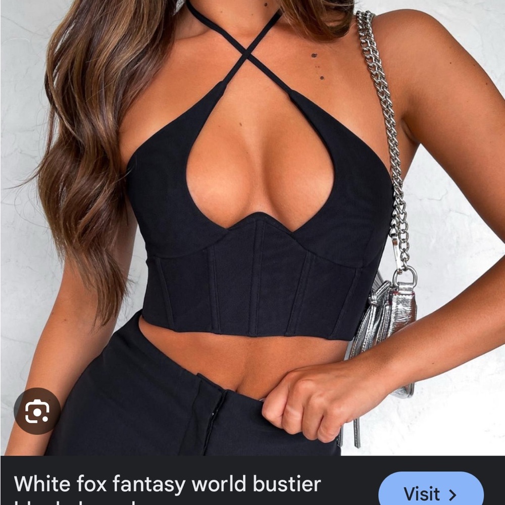 White fox Black Bustier Top